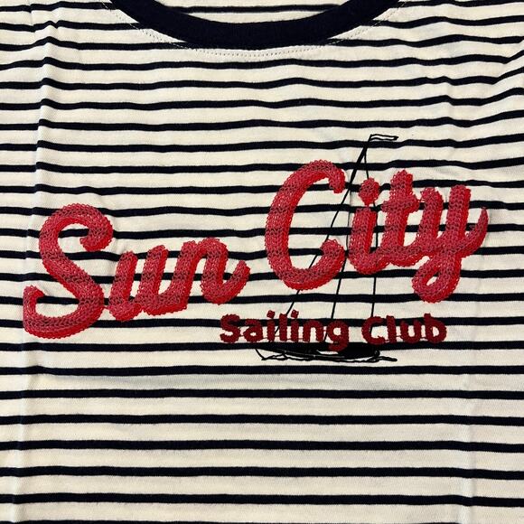 NWT J. Crew Slim-Fit Navy Stripe W/"Sun City" Graphic T-Shirt - SIZE M - Picture 3 of 8